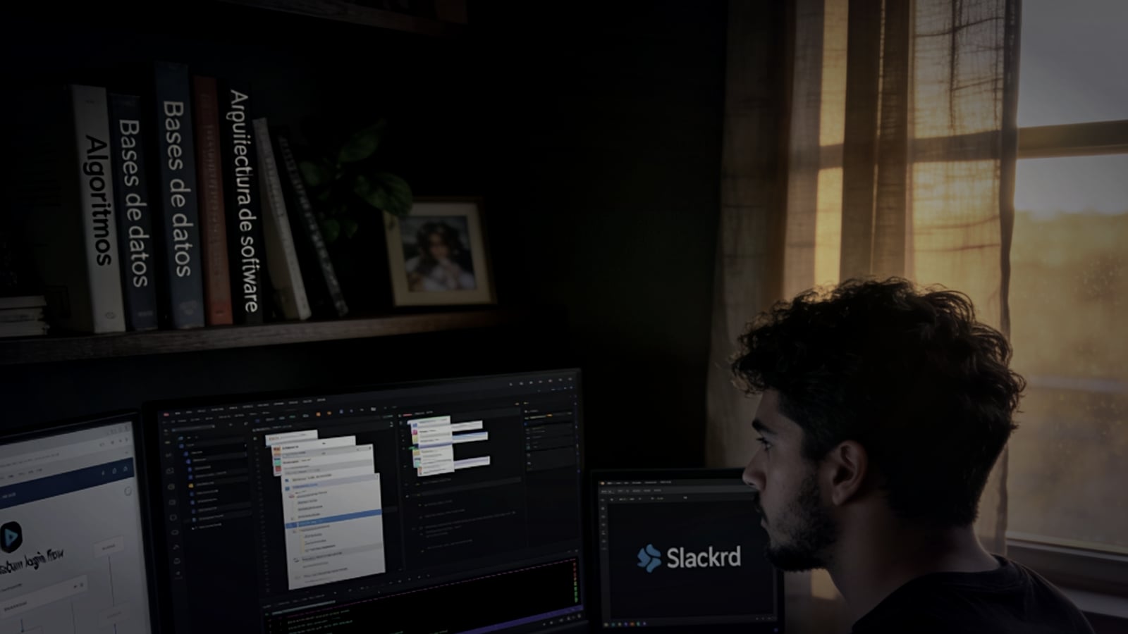 Desarrollador SITECH programando en su setup de tarde