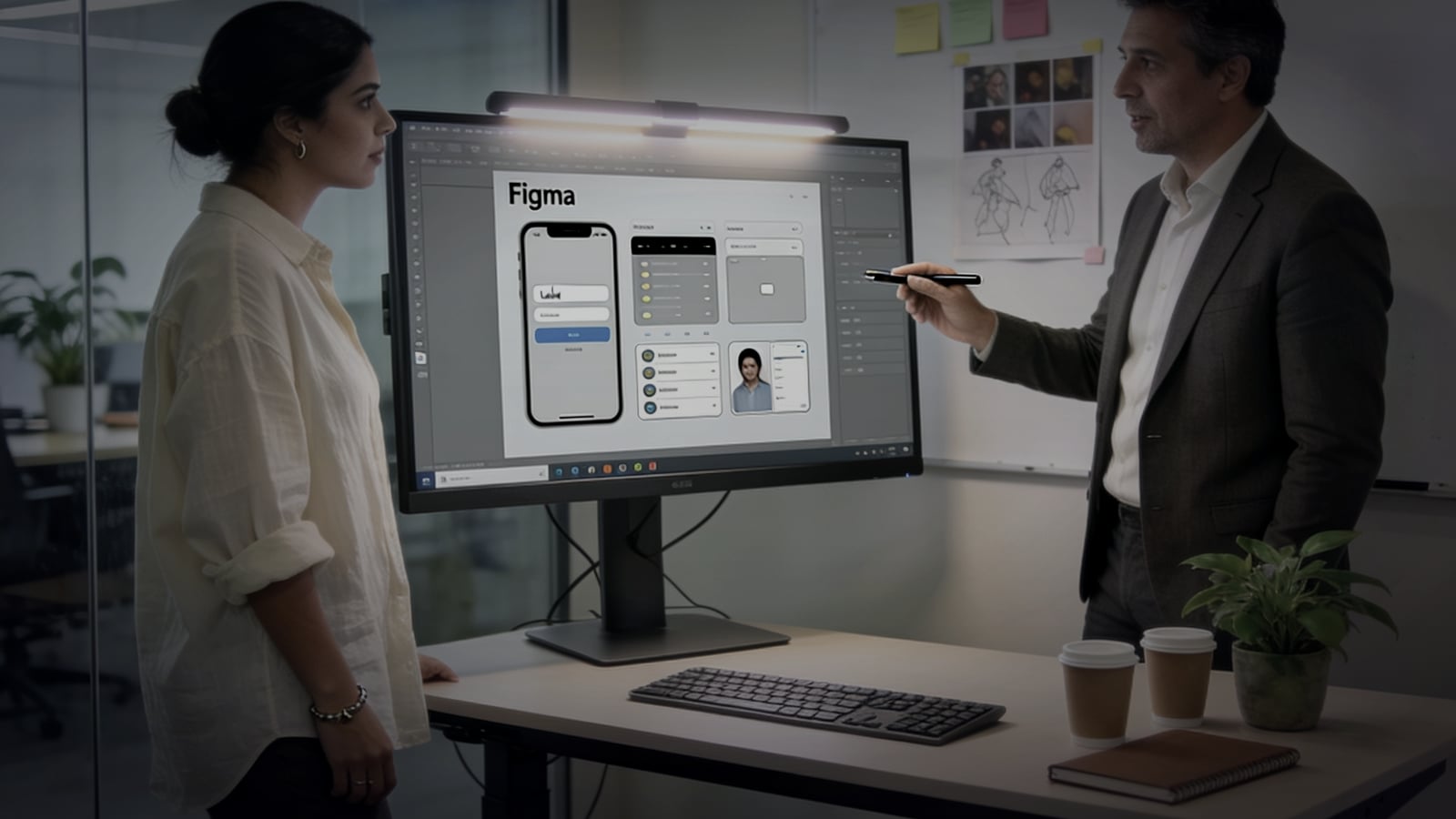 Diseñadora UX y cliente revisando prototipos en Figma